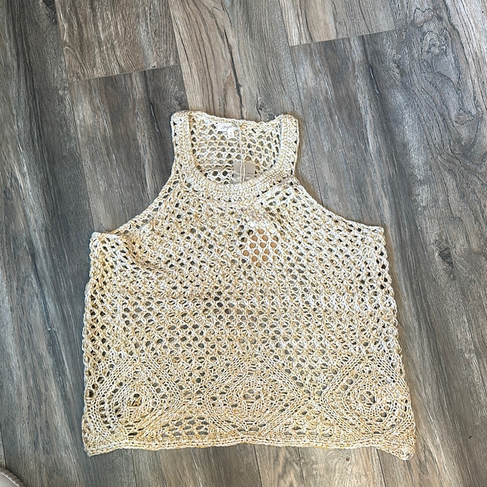 Cream Crochet Sleeveless Top